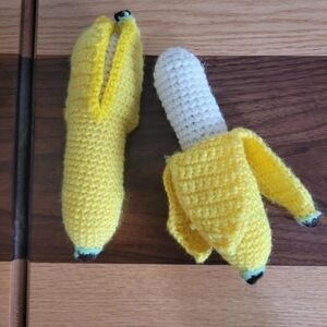 Handmade Crocheted Banana Plush Set - Bright Yellow